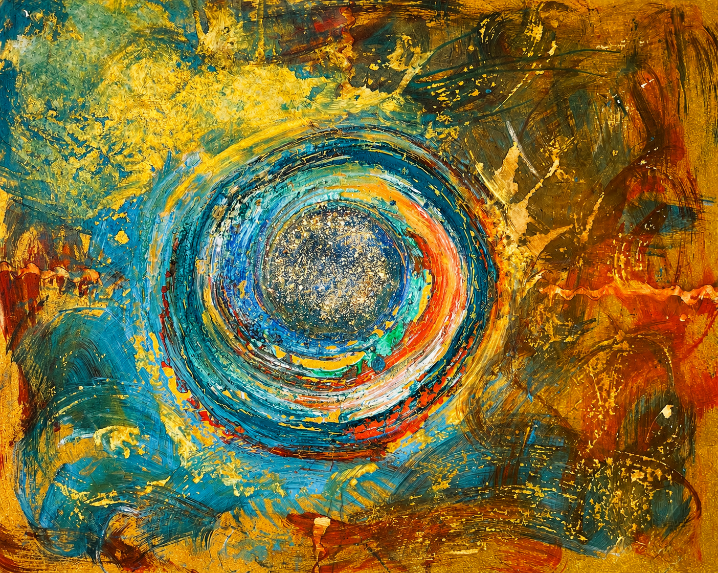 Golden Portal, original abstract artwork